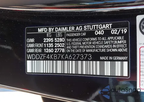 2019 Mercedes-Benz E 300 4Matic from USA, damaged, VIN WDDZF4KB7KA627373